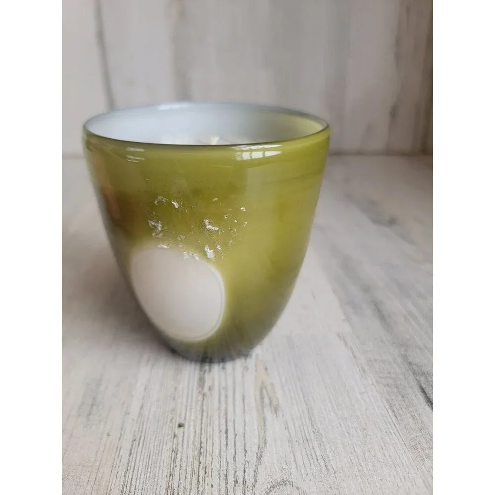pier 1 green tea vert soy‎ candle Xmas ceramic